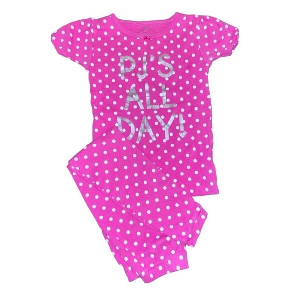 Simple Joys l Girls PJ Set l PJ’s All Day l Pink & White Polka Dotted l 5T l EUC - Picture 6 of 9